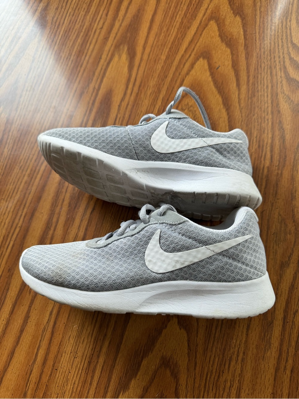 Nike Light Gray and White Mesh Athletic Shoes